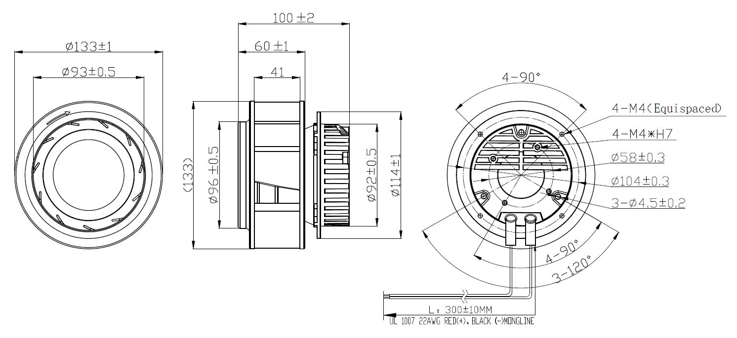 EC離心風(fēng)機(jī)133安裝尺寸圖 EC離心風(fēng)機(jī)133安裝尺寸圖