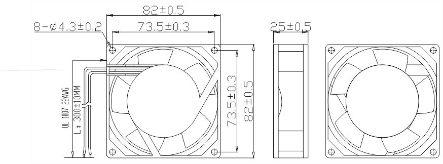 風扇安裝尺寸圖 風扇安裝尺寸圖