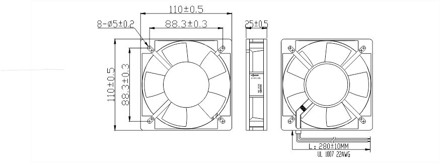 風(fēng)扇安裝尺寸圖 風(fēng)扇安裝尺寸圖