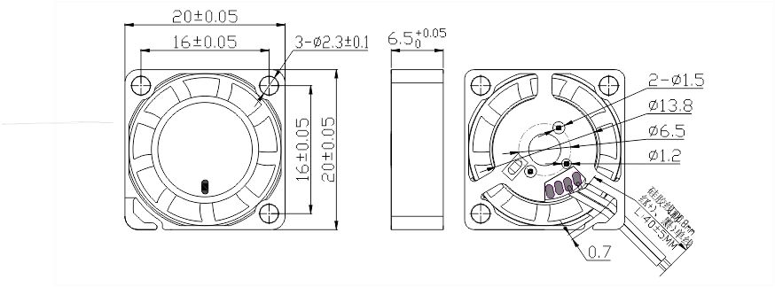 5v直流風(fēng)扇2006安裝尺寸圖 5v直流風(fēng)扇2006安裝尺寸圖