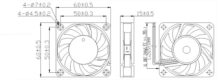 12v直流風(fēng)扇6015安裝尺寸圖 12v直流風(fēng)扇6015安裝尺寸圖