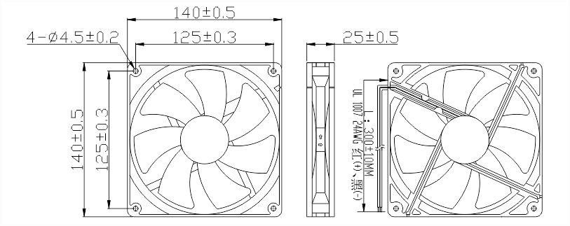 24v直流風(fēng)扇14025安裝尺寸圖 24v直流風(fēng)扇14025安裝尺寸圖
