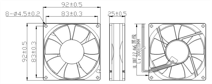 風(fēng)扇安裝尺寸圖 風(fēng)扇安裝尺寸圖